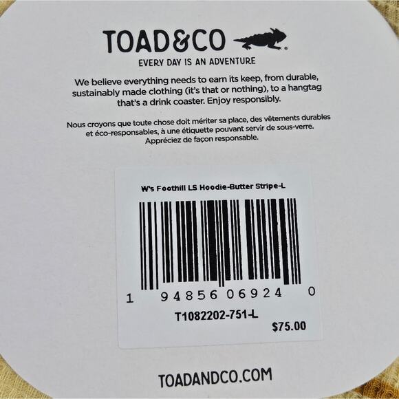 NWT Toad&Co Foothill Long-Sleeve Hoodie Size L - Picture 7 of 10